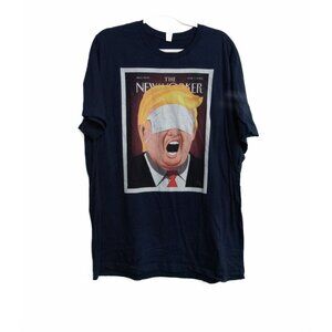 The New Yorker March 2020 Trump Blindfold Graphic T-Shirt Navy Blue